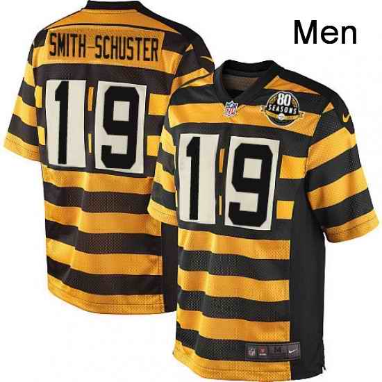Mens Nike Pittsburgh Steelers 19 JuJu Smith Schuster Limited YellowBlack Alternate 80TH Anniversary Throwback NFL Jersey